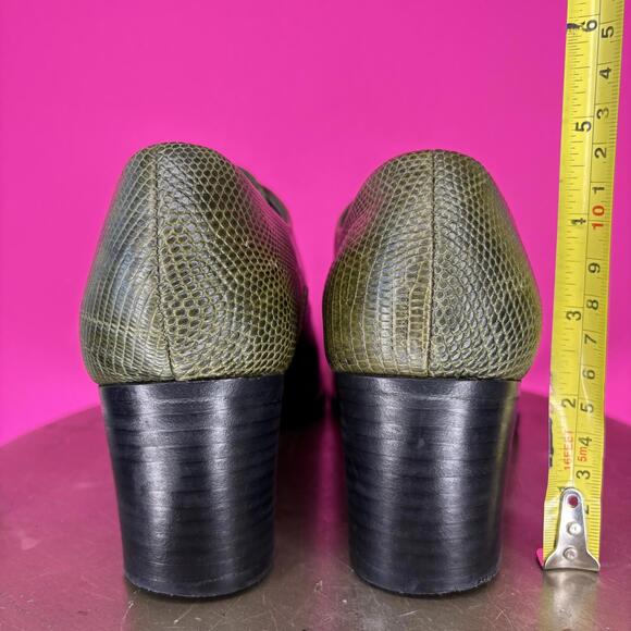 Reed Krakoff Olive Green Leather Slip-On Block Heel Bootie Sz 37 - Picture 7 of 8